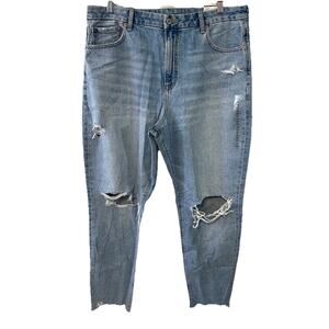 American Eagle Curvy Mom Jeans 18 Long Super High Rise Distressed NWT 38x31